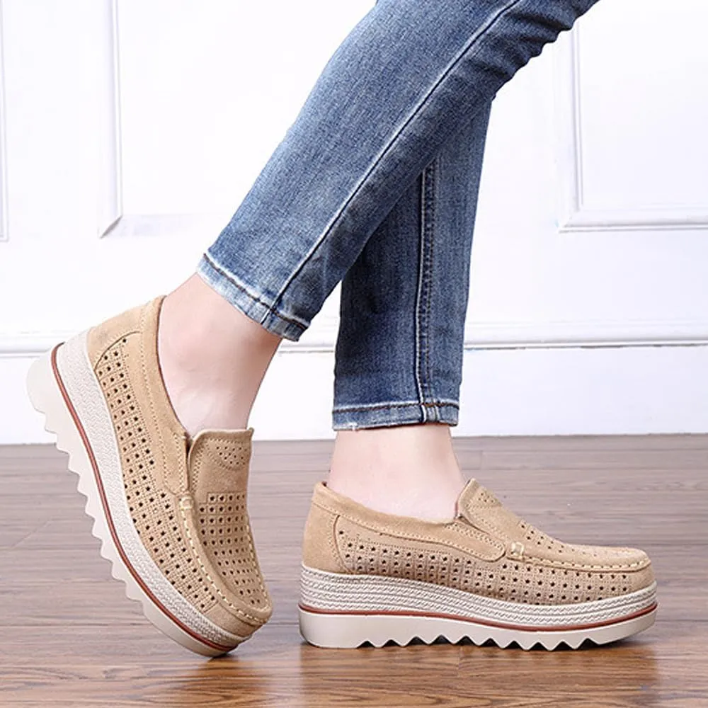 YING LAN Women Slip On Loafers Comfort Suede Moccasins Wide Low Top Shoes