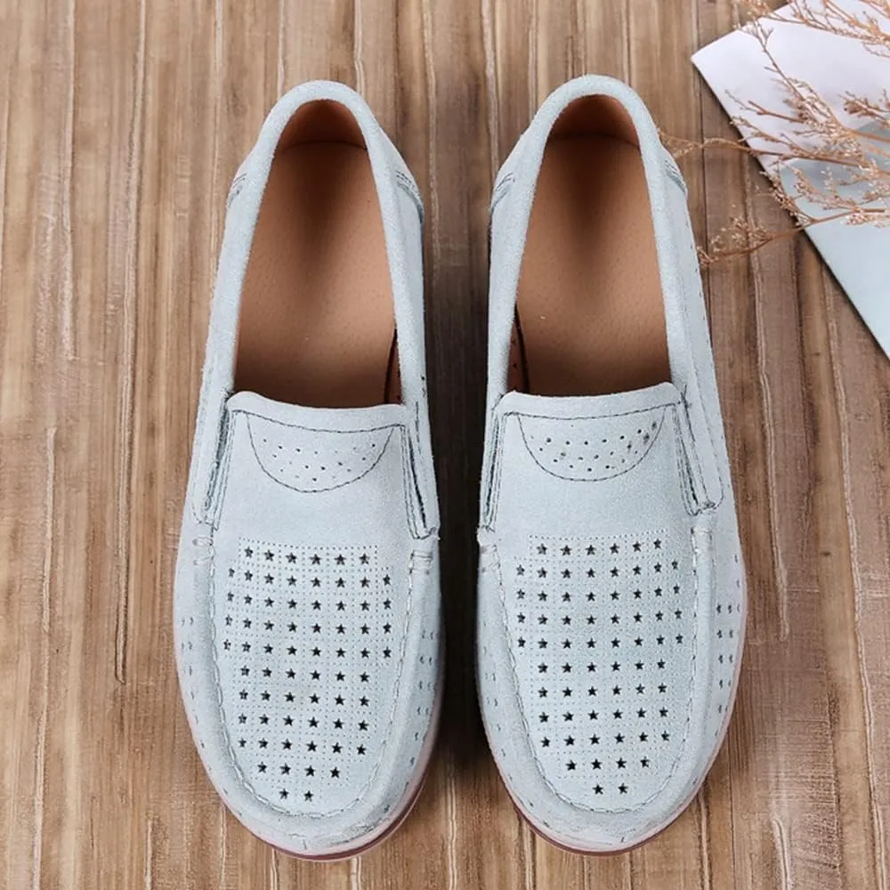 YING LAN Women Slip On Loafers Comfort Suede Moccasins Wide Low Top Shoes