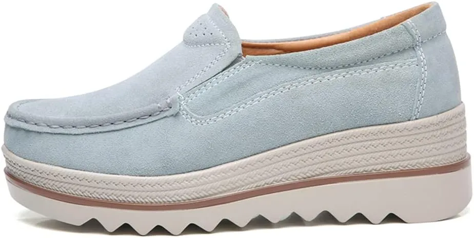 YING LAN Women Slip On Loafers Comfort Suede Moccasins Wide Low Top Shoes