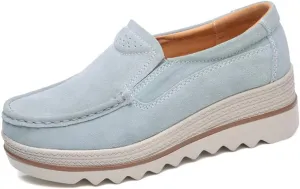 YING LAN Women Slip On Loafers Comfort Suede Moccasins Wide Low Top Shoes