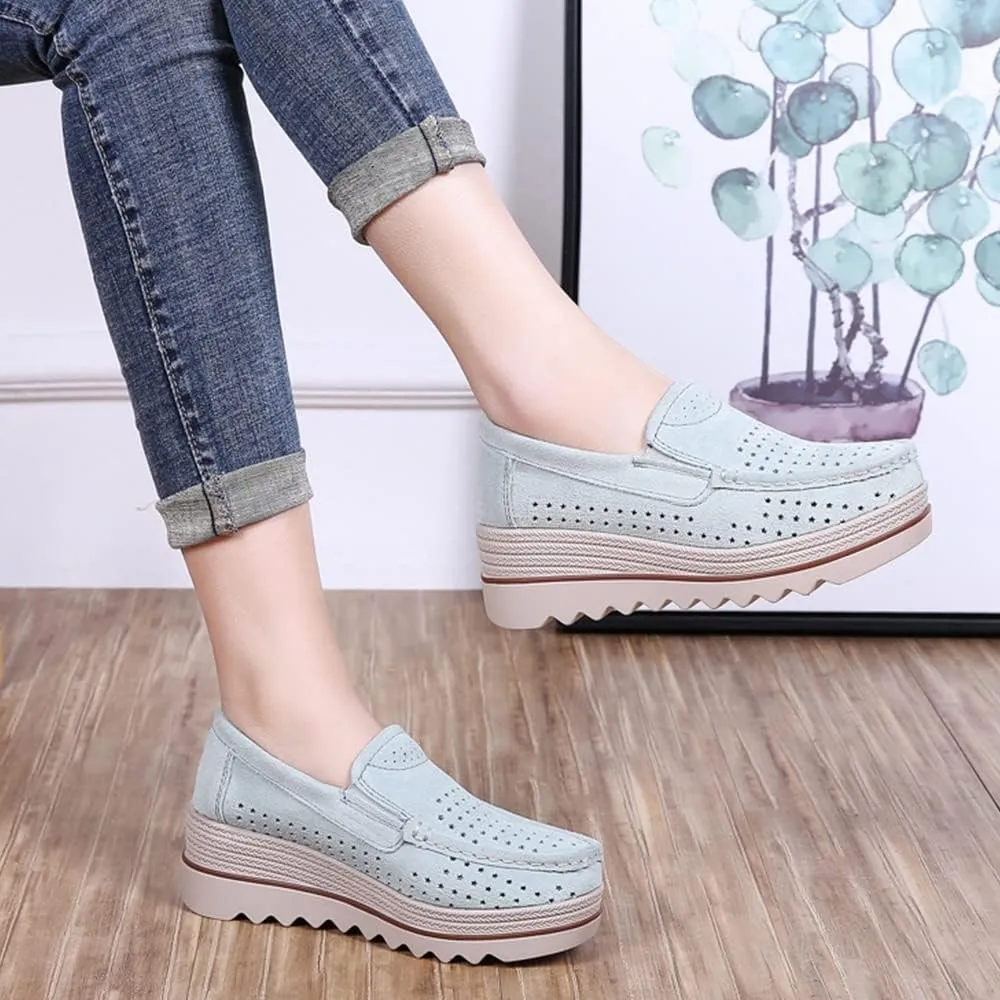 YING LAN Women Slip On Loafers Comfort Suede Moccasins Wide Low Top Shoes