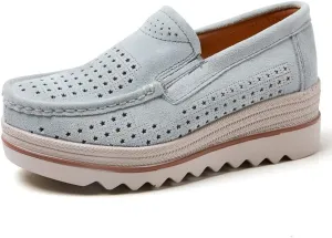 YING LAN Women Slip On Loafers Comfort Suede Moccasins Wide Low Top Shoes