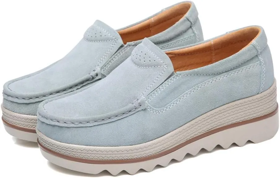 YING LAN Women Slip On Loafers Comfort Suede Moccasins Wide Low Top Shoes