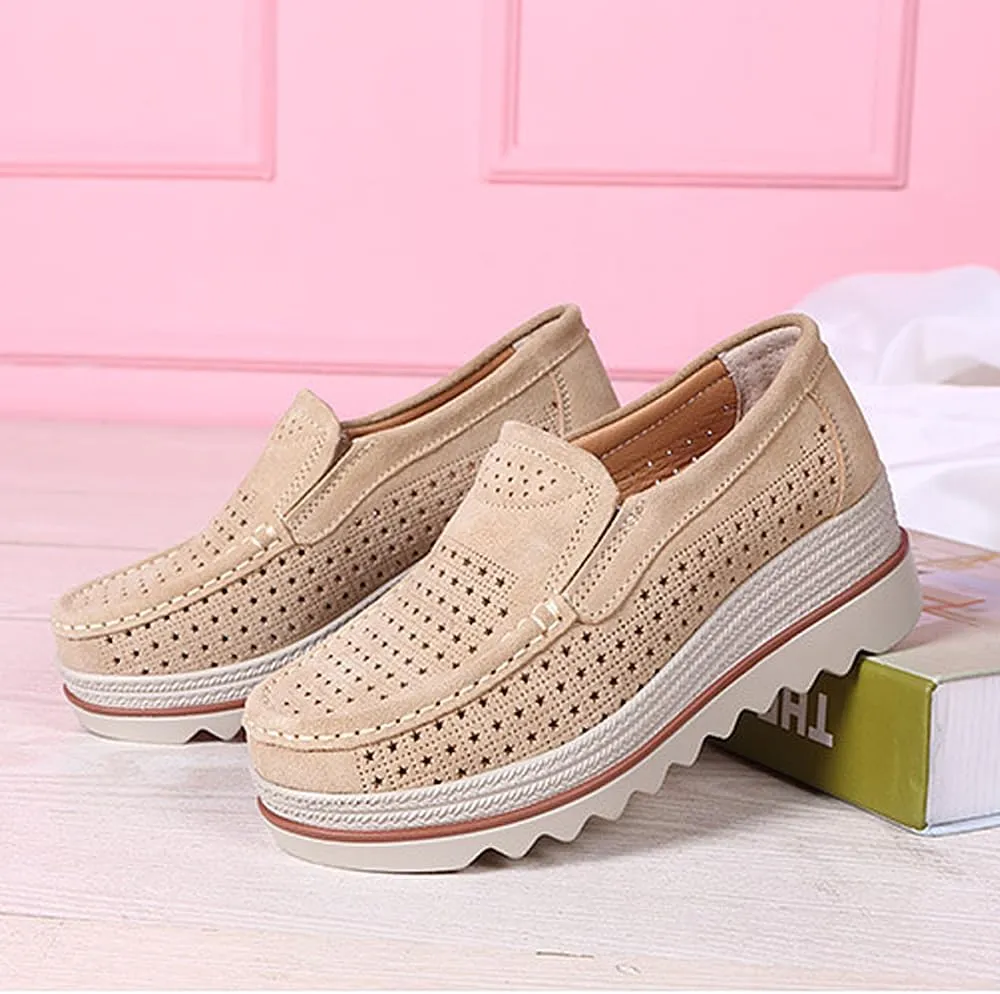 YING LAN Women Slip On Loafers Comfort Suede Moccasins Wide Low Top Shoes