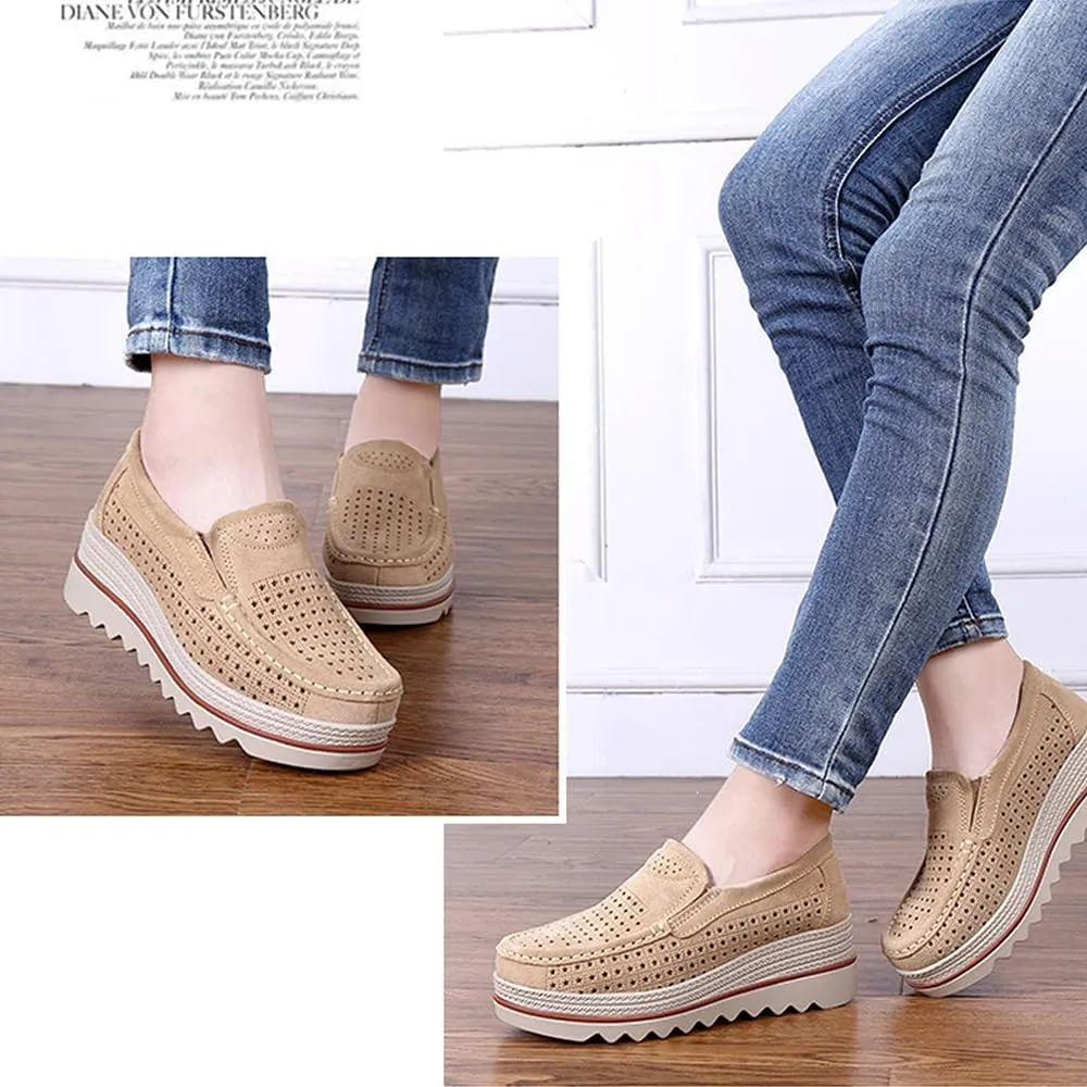 YING LAN Women Slip On Loafers Comfort Suede Moccasins Wide Low Top Shoes