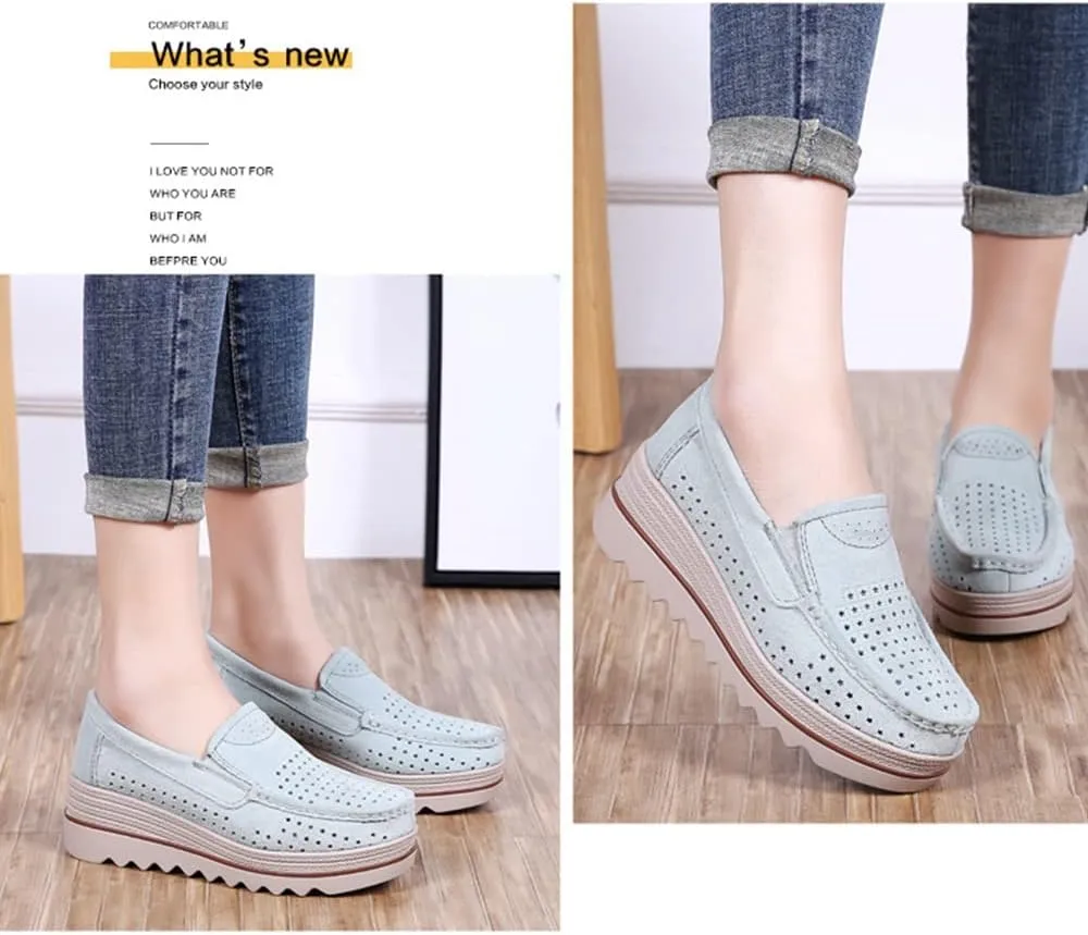 YING LAN Women Slip On Loafers Comfort Suede Moccasins Wide Low Top Shoes